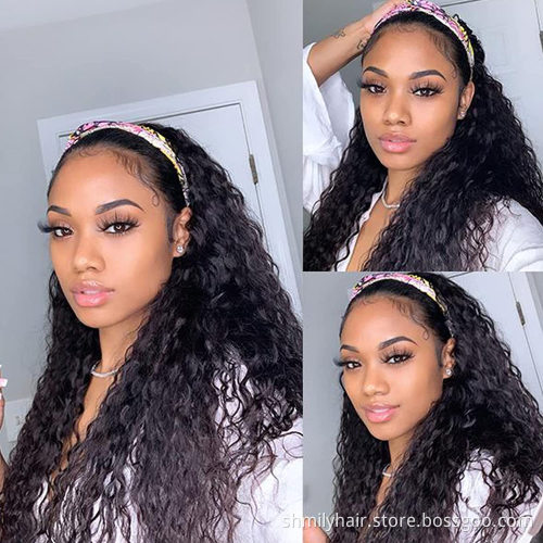 Wholesale Remy Human Hair Headband Wig,Headband Wig Human Hair For Black Women,Water Wave Machine Made Headband Human Hair Wig
